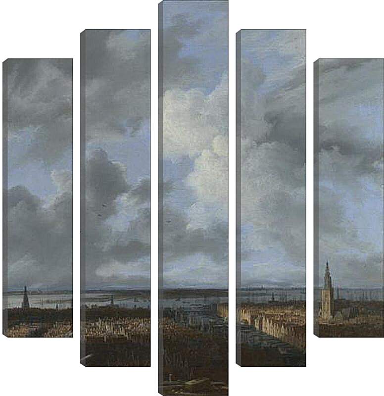 Модульная картина - A Panoramic View of Amsterdam looking towards the IJ. Якоб ван Рейсдал