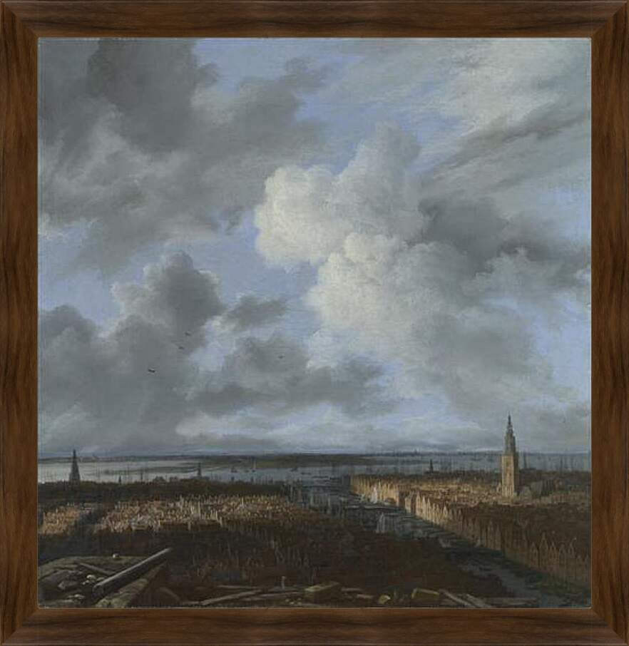 Картина в раме - A Panoramic View of Amsterdam looking towards the IJ. Якоб ван Рейсдал