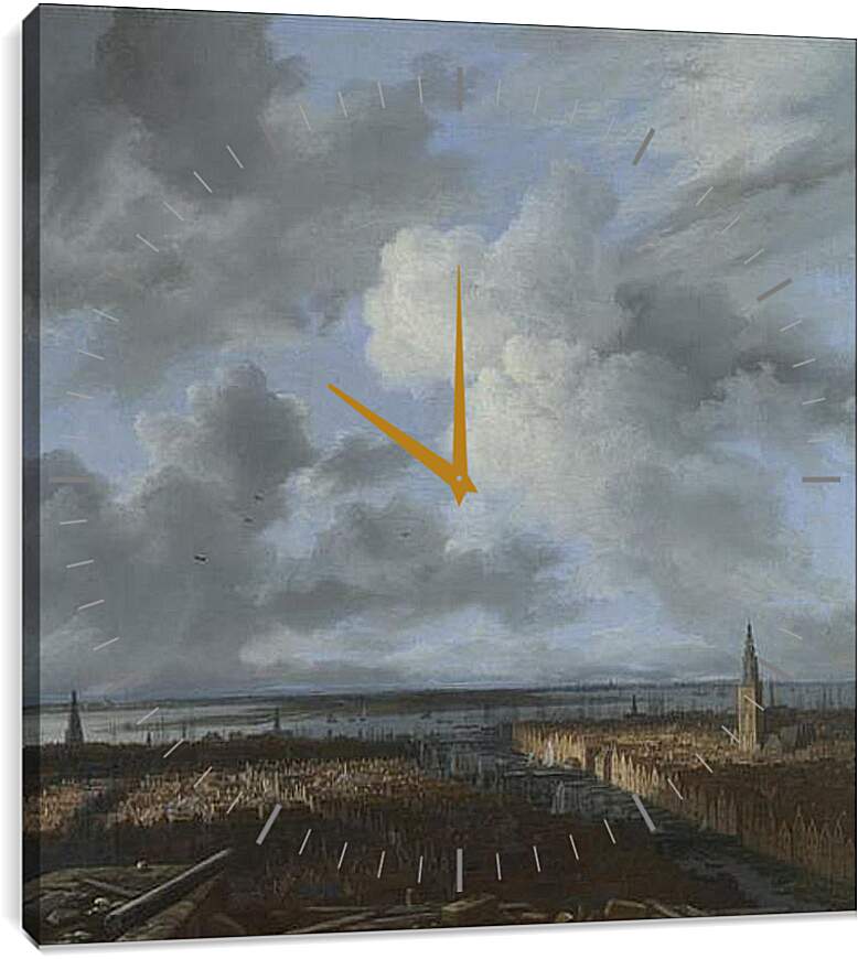 Часы картина - A Panoramic View of Amsterdam looking towards the IJ. Якоб ван Рейсдал