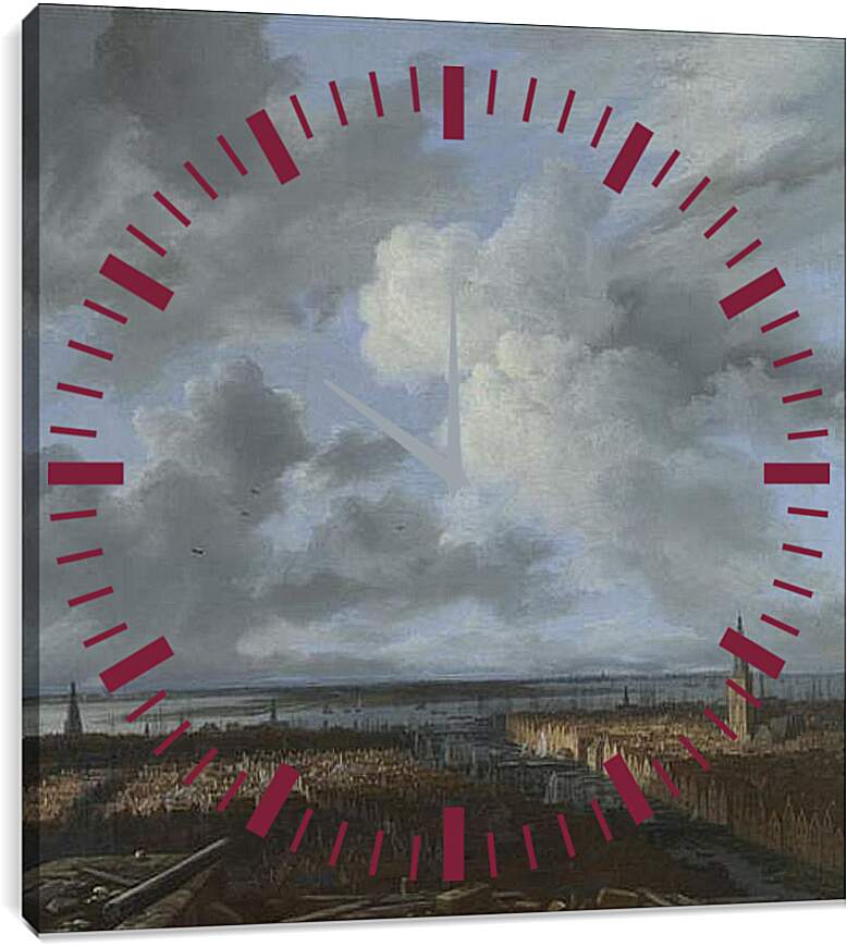 Часы картина - A Panoramic View of Amsterdam looking towards the IJ. Якоб ван Рейсдал