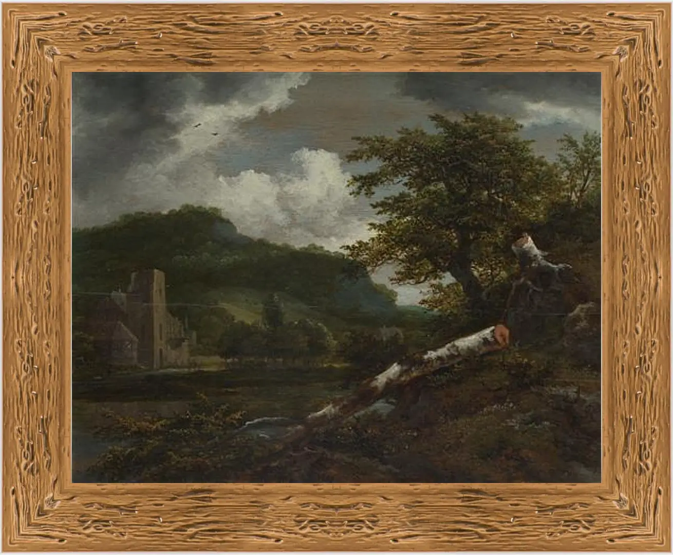 Картина в раме - A Landscape with a Ruined Building. Якоб ван Рейсдал