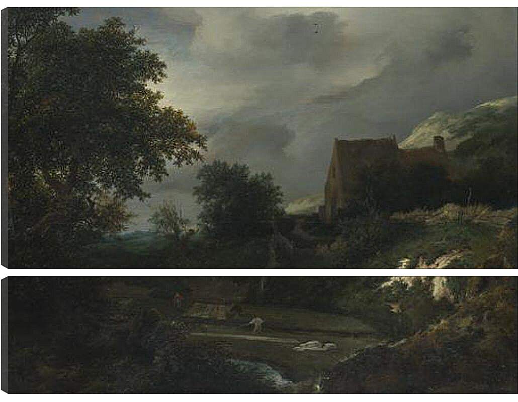 Модульная картина - A Bleaching Ground in a Hollow by a Cottage. Якоб ван Рейсдал