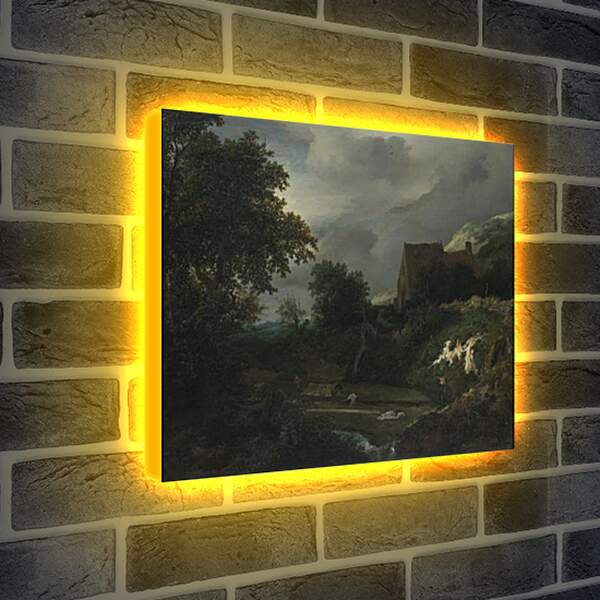Лайтбокс световая панель - A Bleaching Ground in a Hollow by a Cottage. Якоб ван Рейсдал