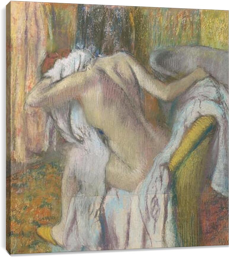 Постер и плакат - After the Bath, Woman drying herself. Эдгар Дега