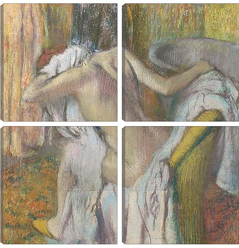 Модульная картина - After the Bath, Woman drying herself. Эдгар Дега