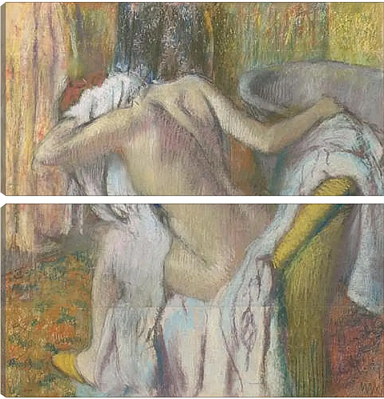 Модульная картина - After the Bath, Woman drying herself. Эдгар Дега