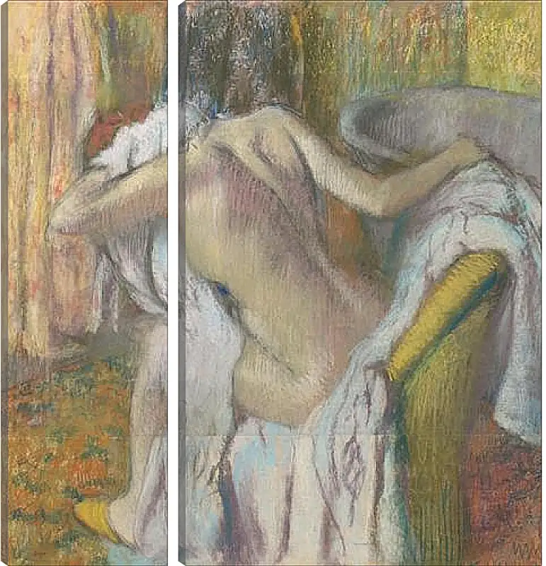 Модульная картина - After the Bath, Woman drying herself. Эдгар Дега