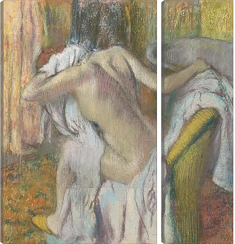 Модульная картина - After the Bath, Woman drying herself. Эдгар Дега