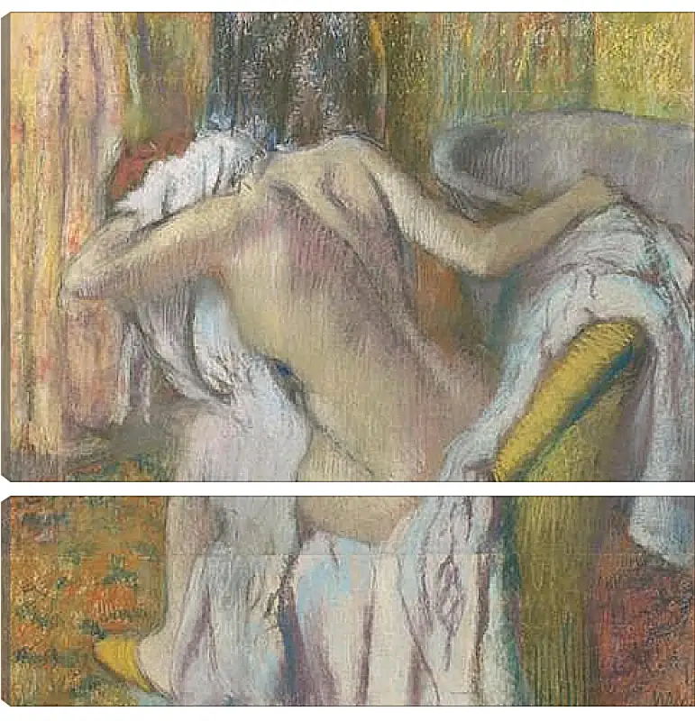 Модульная картина - After the Bath, Woman drying herself. Эдгар Дега