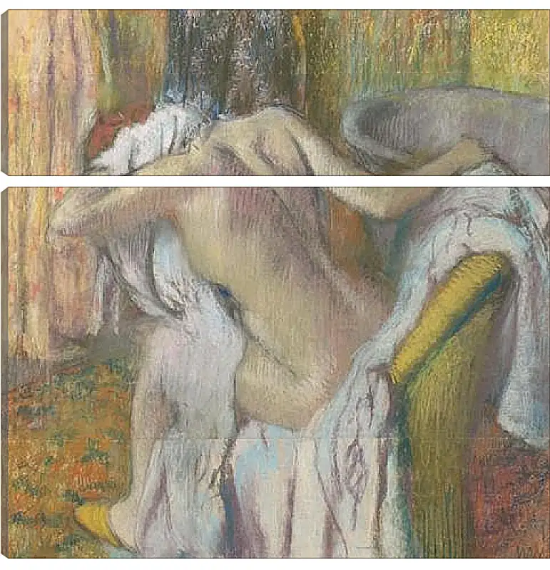 Модульная картина - After the Bath, Woman drying herself. Эдгар Дега