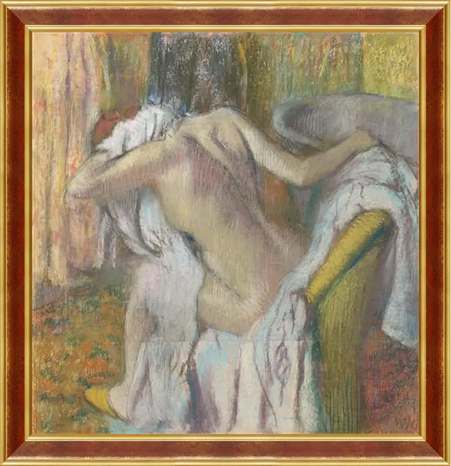 Картина в раме - After the Bath, Woman drying herself. Эдгар Дега