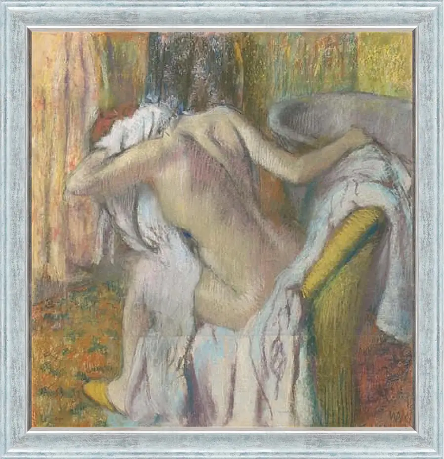 Картина в раме - After the Bath, Woman drying herself. Эдгар Дега