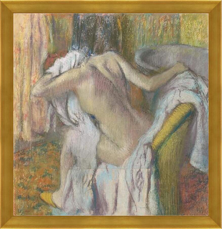 Картина в раме - After the Bath, Woman drying herself. Эдгар Дега