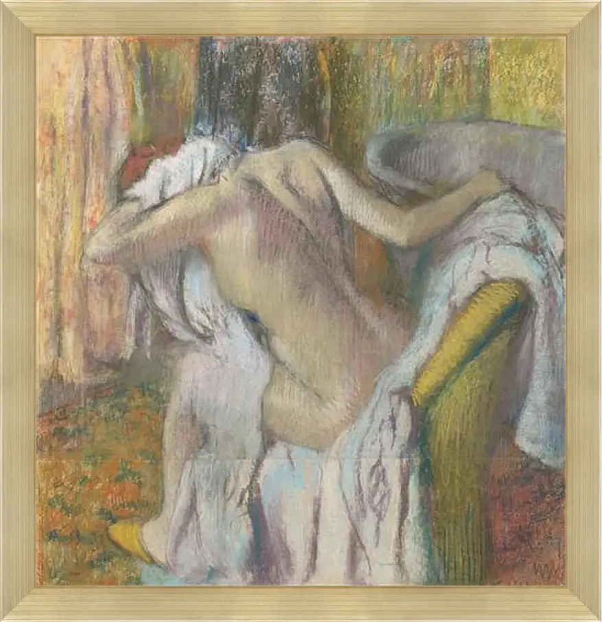 Картина в раме - After the Bath, Woman drying herself. Эдгар Дега