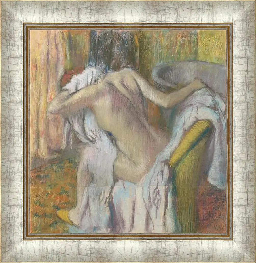 Картина в раме - After the Bath, Woman drying herself. Эдгар Дега