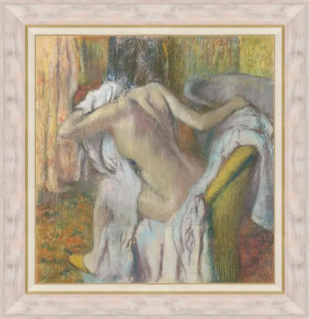 Картина в раме - After the Bath, Woman drying herself. Эдгар Дега