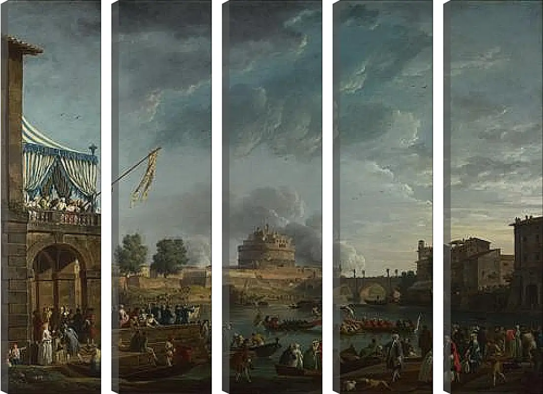 Модульная картина - A Sporting Contest on the Tiber at Rome. Клод Жозеф Верне