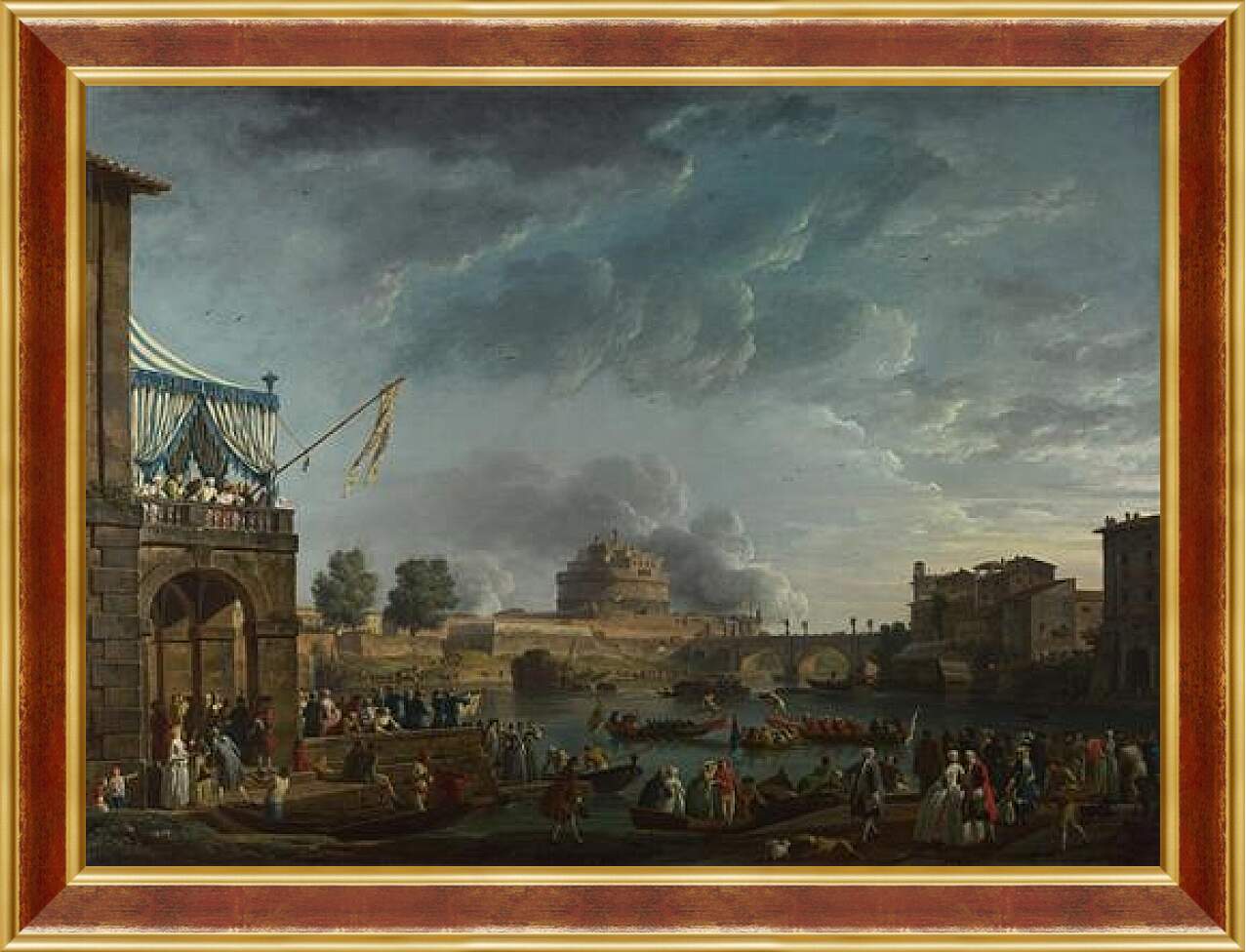 Картина в раме - A Sporting Contest on the Tiber at Rome. Клод Жозеф Верне