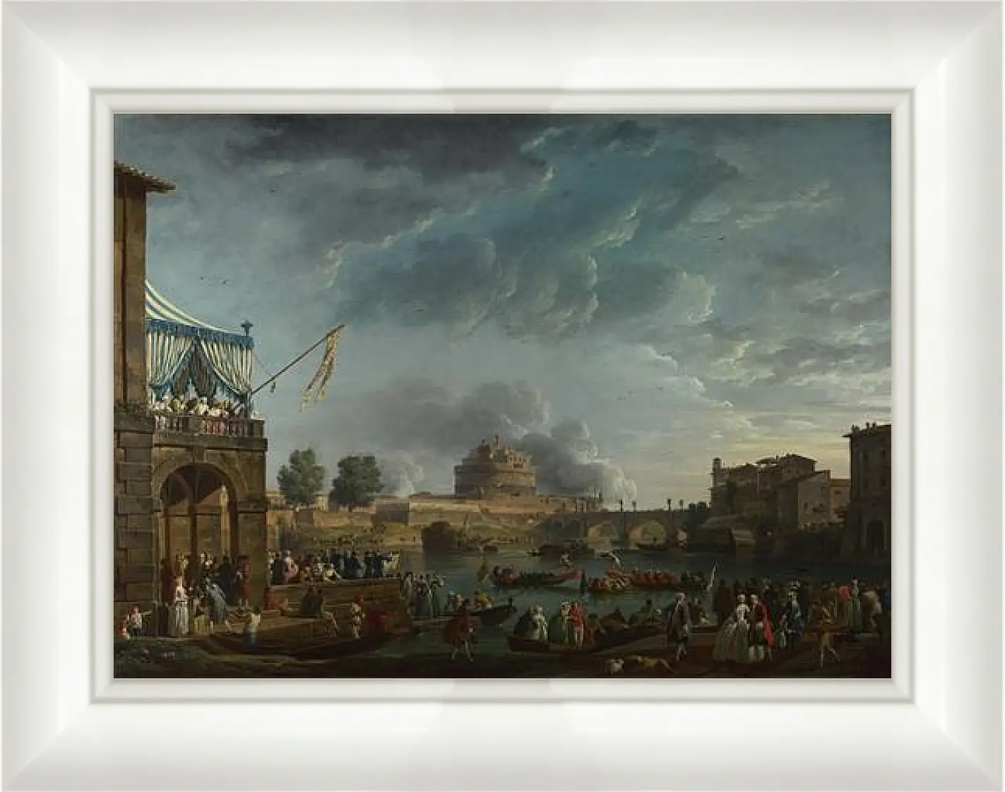 Картина в раме - A Sporting Contest on the Tiber at Rome. Клод Жозеф Верне