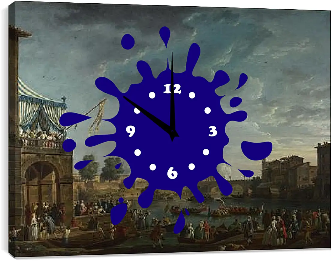 Часы картина - A Sporting Contest on the Tiber at Rome. Клод Жозеф Верне