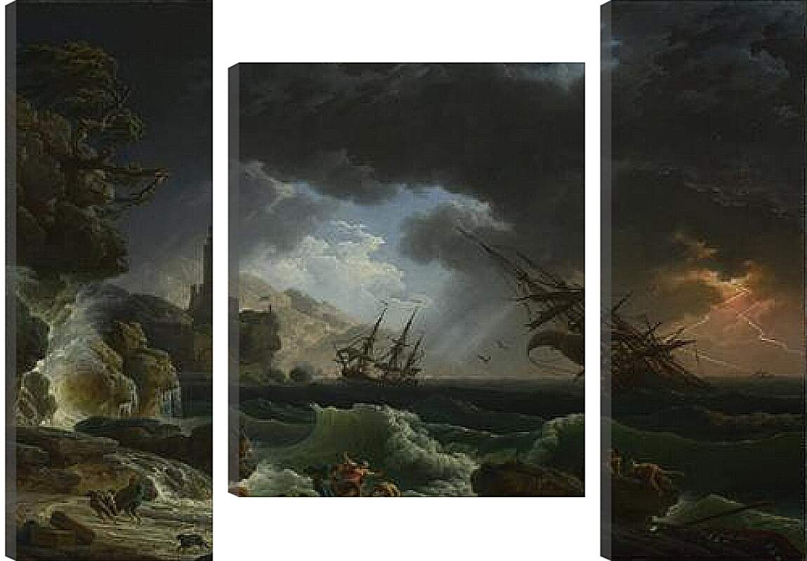Модульная картина - A Shipwreck in Stormy Seas. Клод Жозеф Верне