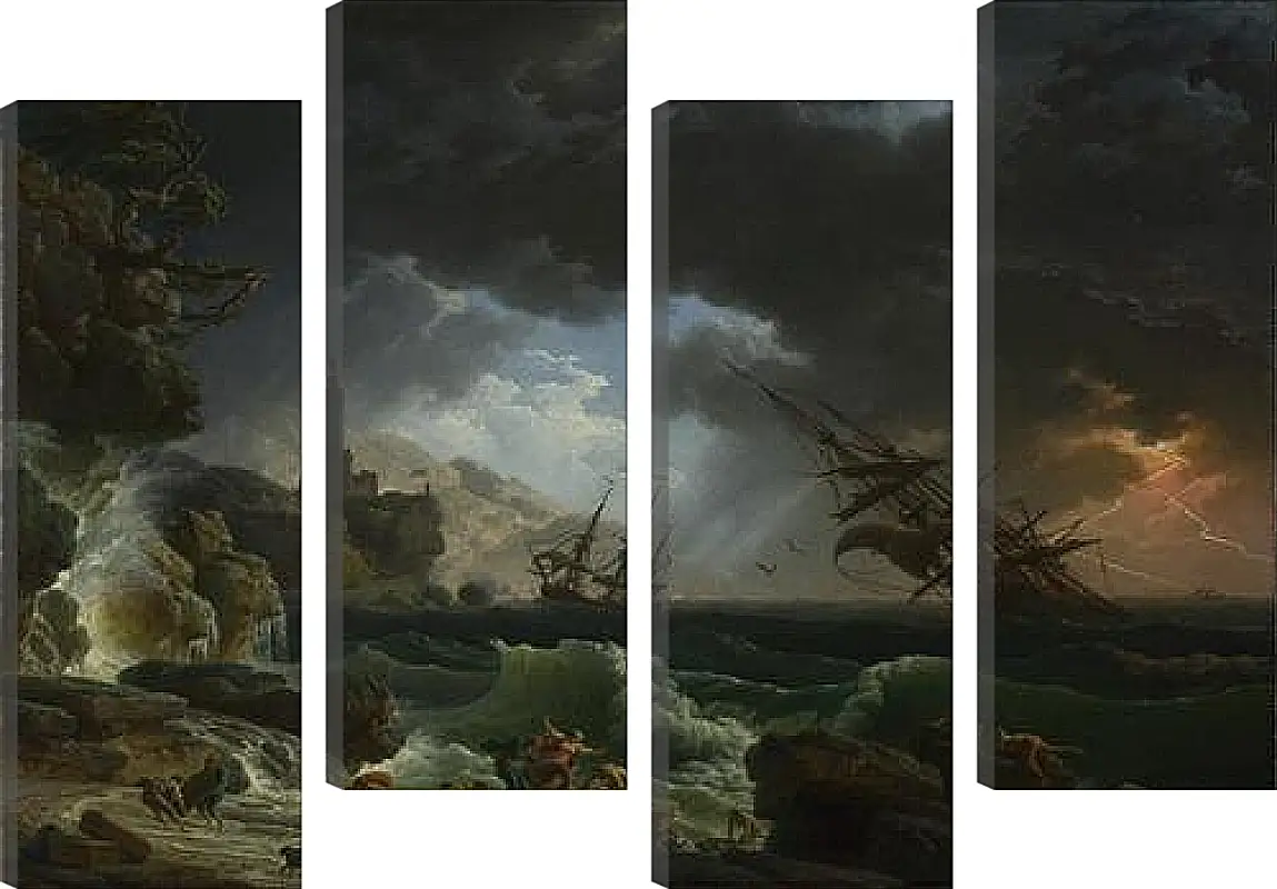 Модульная картина - A Shipwreck in Stormy Seas. Клод Жозеф Верне
