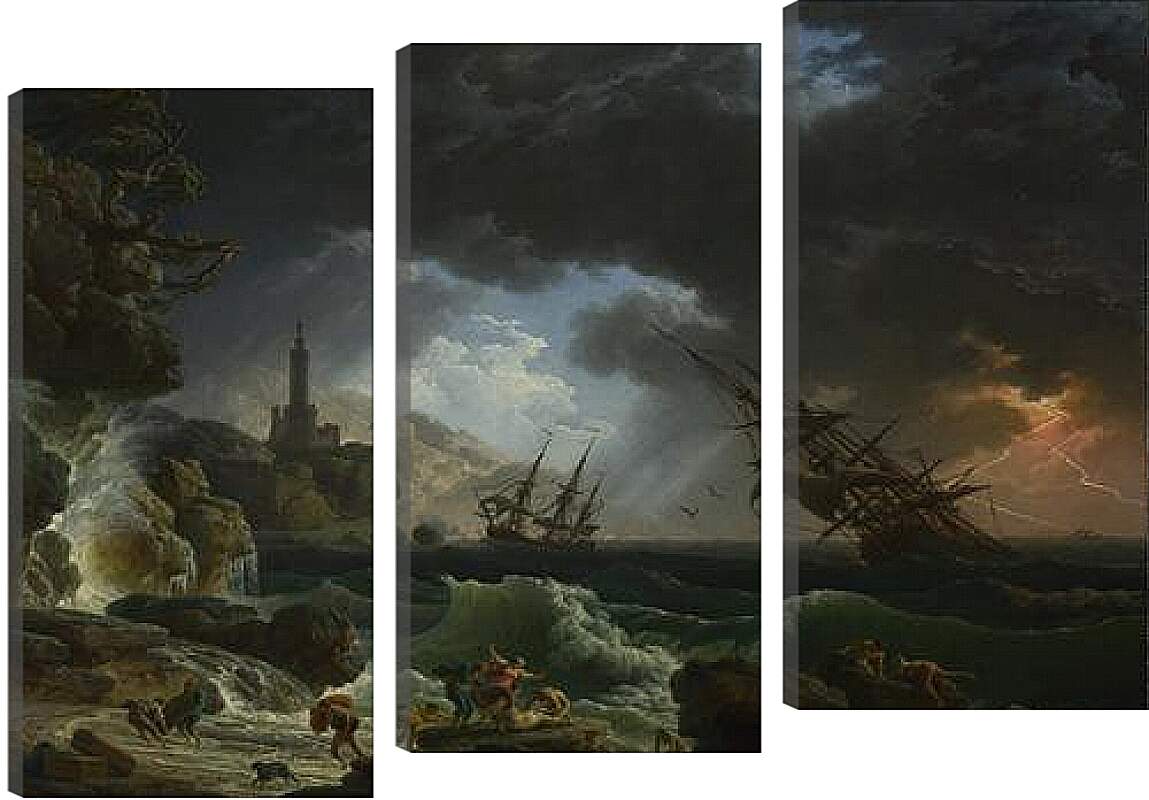 Модульная картина - A Shipwreck in Stormy Seas. Клод Жозеф Верне