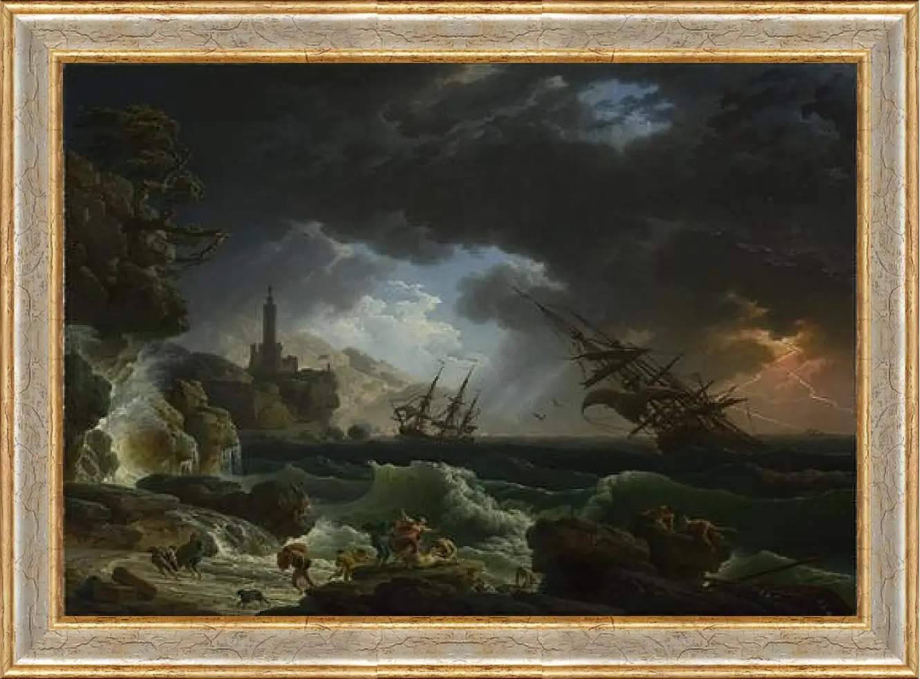 Картина в раме - A Shipwreck in Stormy Seas. Клод Жозеф Верне