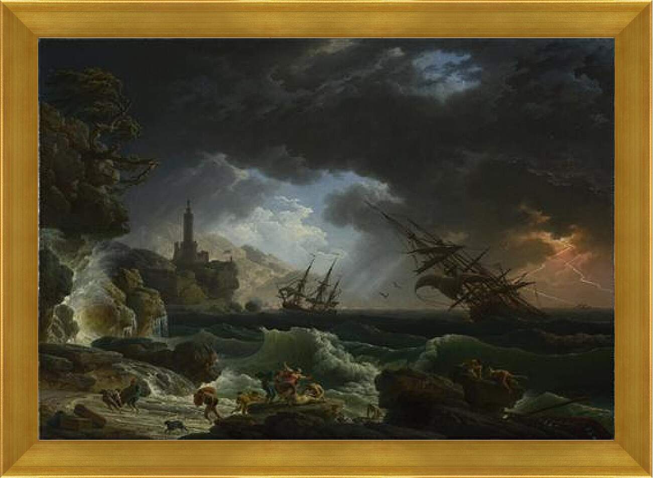 Картина в раме - A Shipwreck in Stormy Seas. Клод Жозеф Верне
