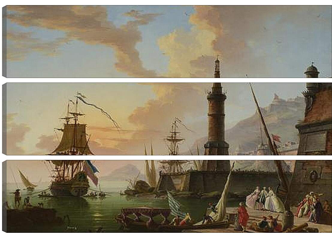 Модульная картина - A Seaport. Клод Жозеф Верне
