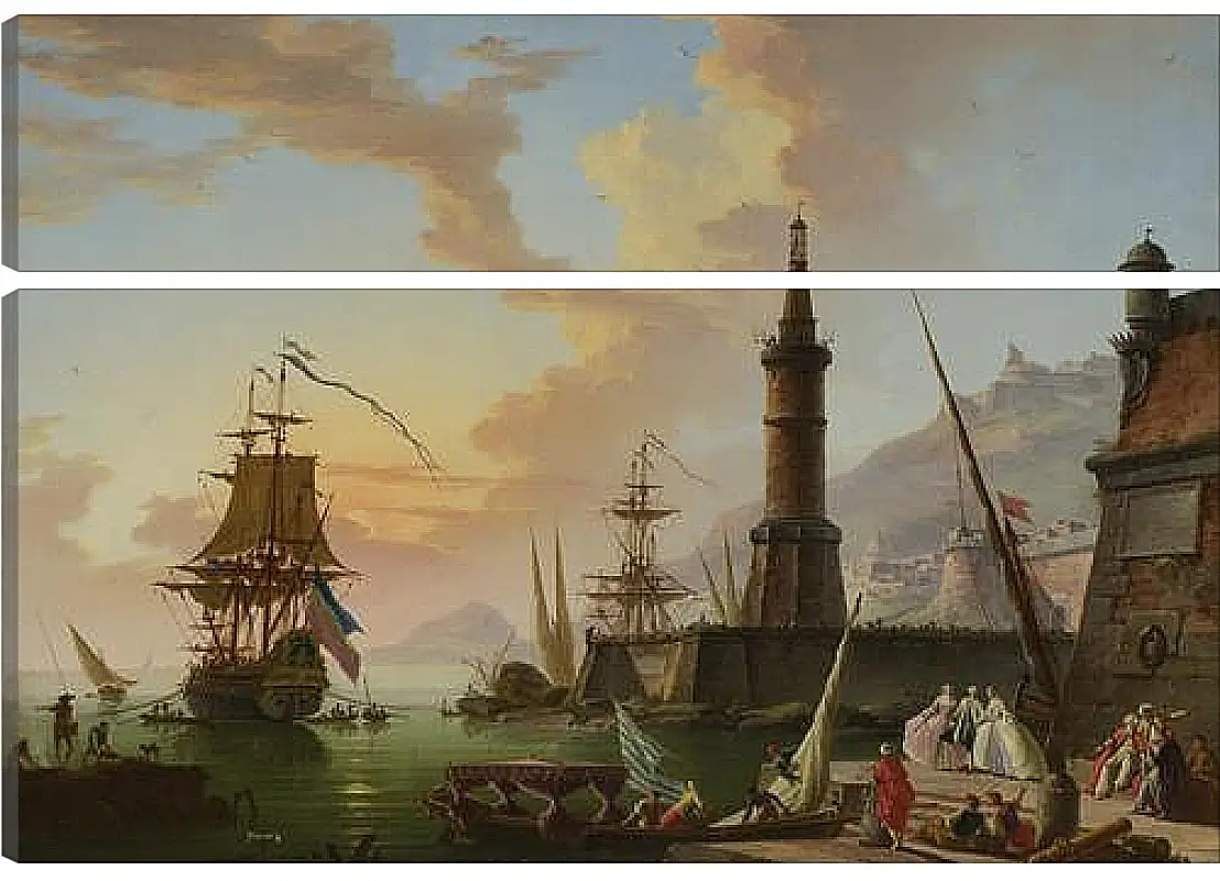 Модульная картина - A Seaport. Клод Жозеф Верне