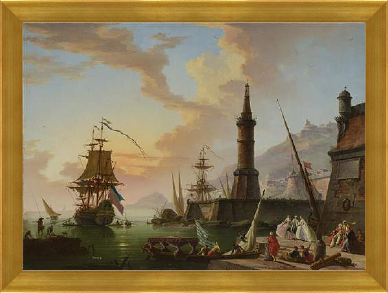 Картина в раме - A Seaport. Клод Жозеф Верне