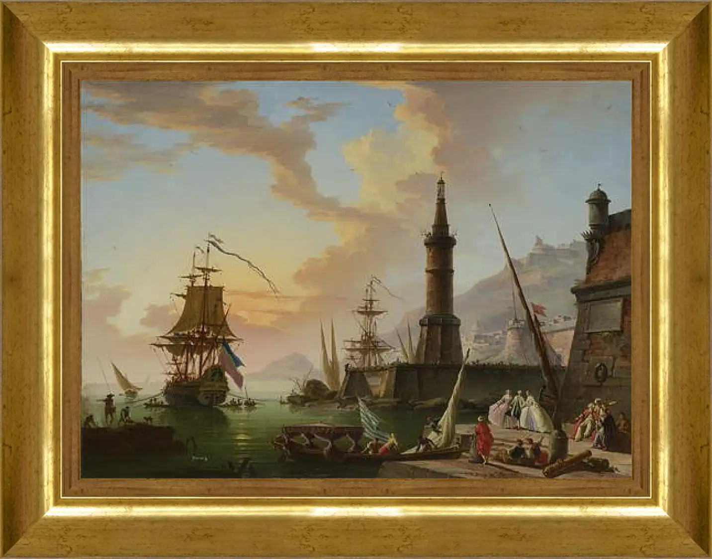 Картина в раме - A Seaport. Клод Жозеф Верне