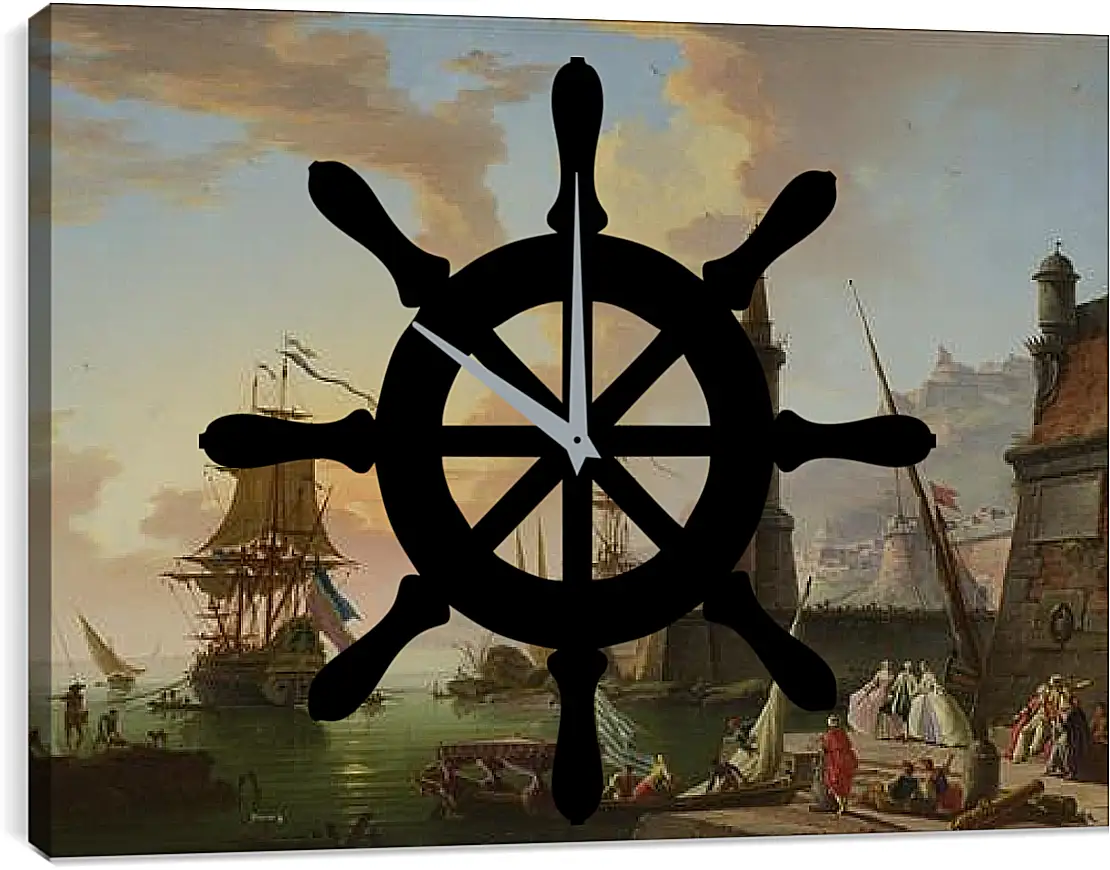 Часы картина - A Seaport. Клод Жозеф Верне