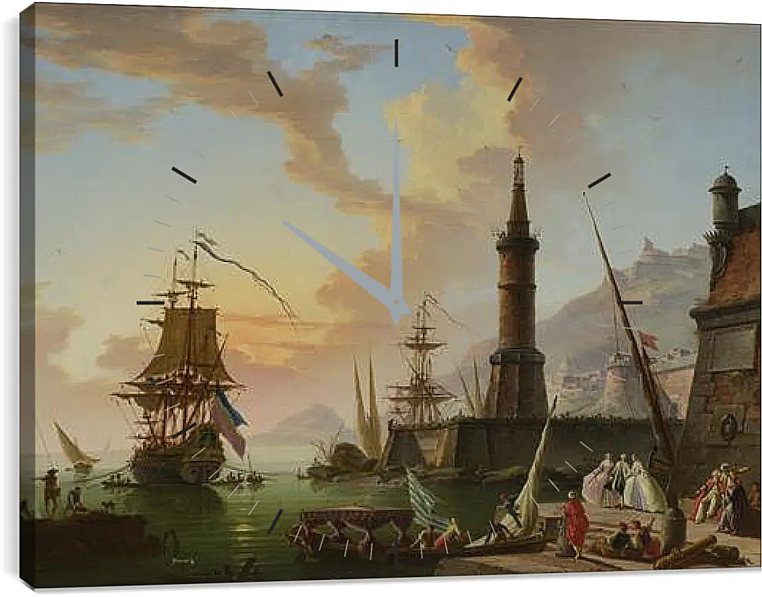 Часы картина - A Seaport. Клод Жозеф Верне