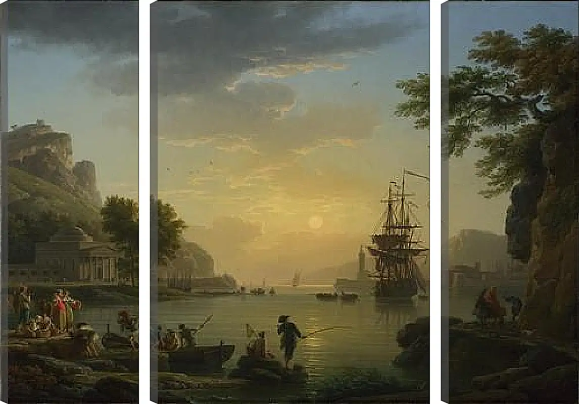 Модульная картина - A Landscape at Sunset. Клод Жозеф Верне