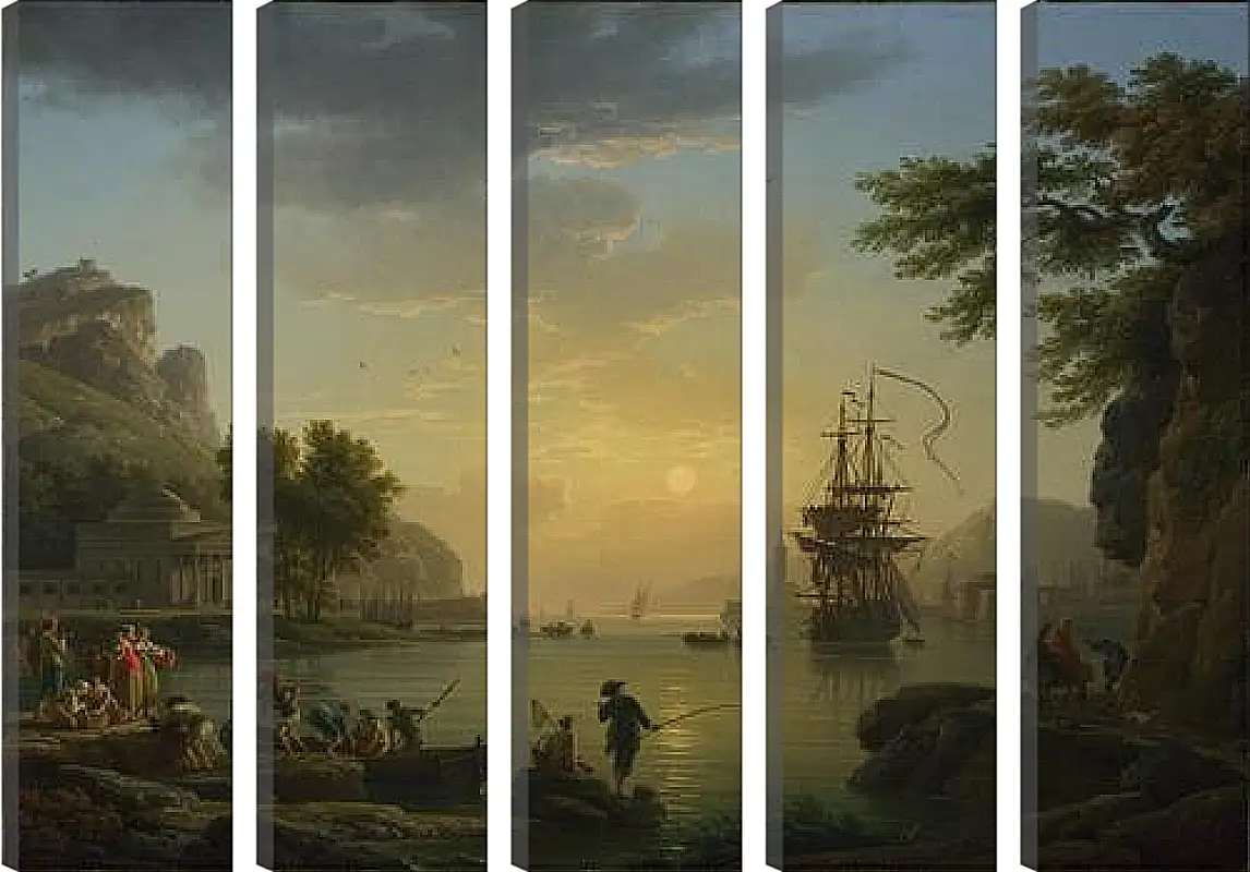 Модульная картина - A Landscape at Sunset. Клод Жозеф Верне