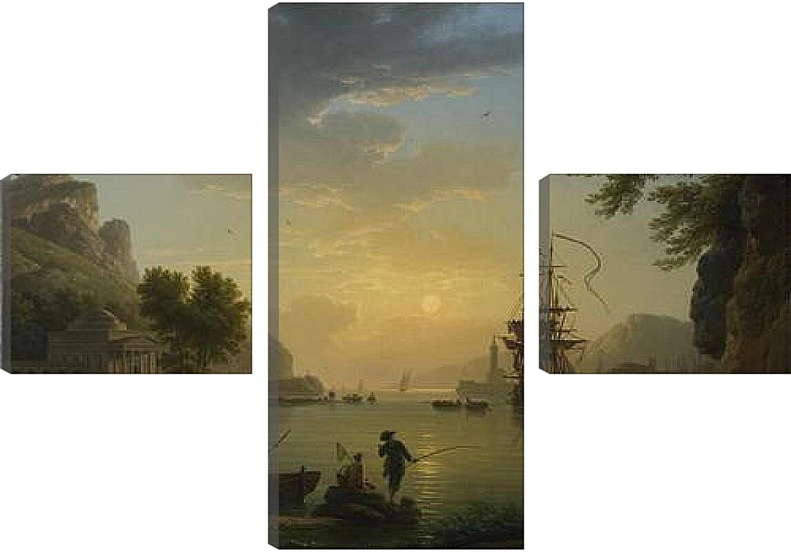 Модульная картина - A Landscape at Sunset. Клод Жозеф Верне