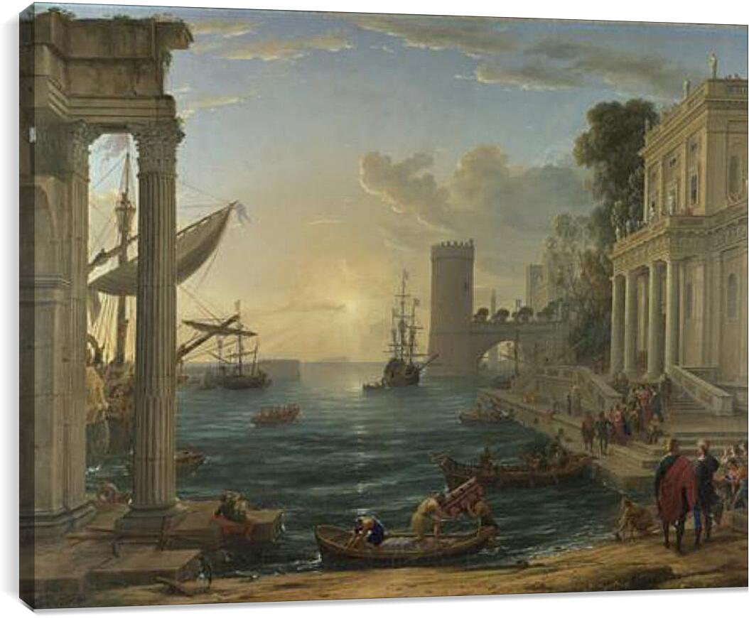Постер и плакат - Seaport with the Embarkation of the Queen of Sheba. Лоррен Клод