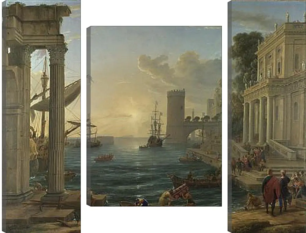 Модульная картина - Seaport with the Embarkation of the Queen of Sheba. Лоррен Клод