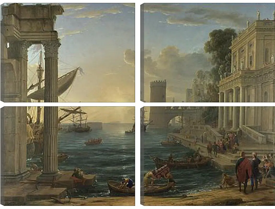 Модульная картина - Seaport with the Embarkation of the Queen of Sheba. Лоррен Клод