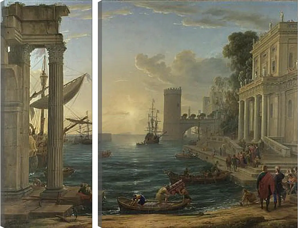 Модульная картина - Seaport with the Embarkation of the Queen of Sheba. Лоррен Клод