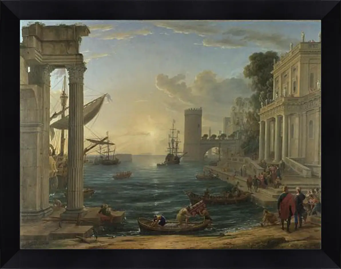 Картина в раме - Seaport with the Embarkation of the Queen of Sheba. Лоррен Клод