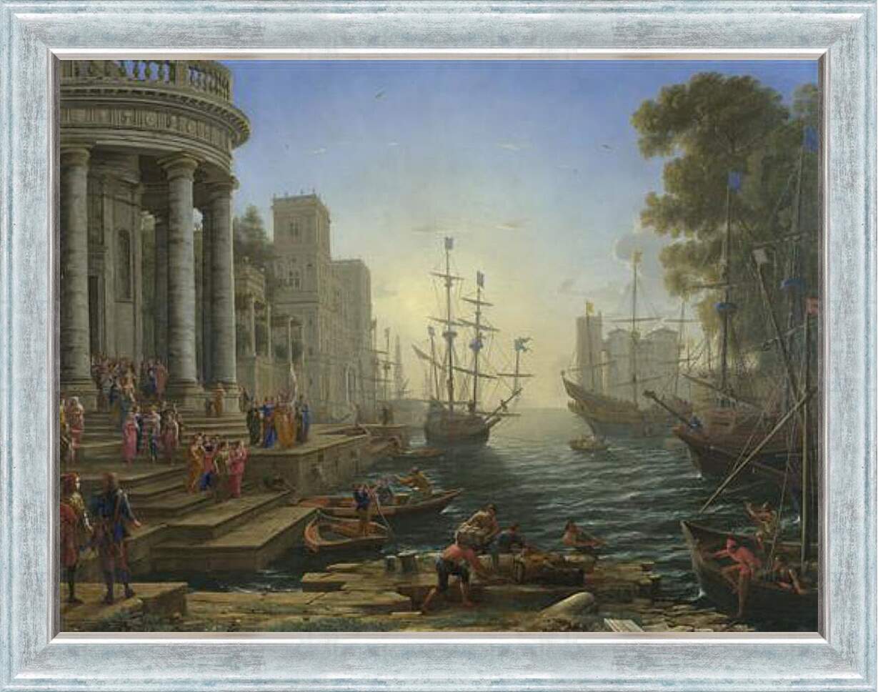 Картина в раме - Seaport with the Embarkation of Saint Ursula. Лоррен Клод