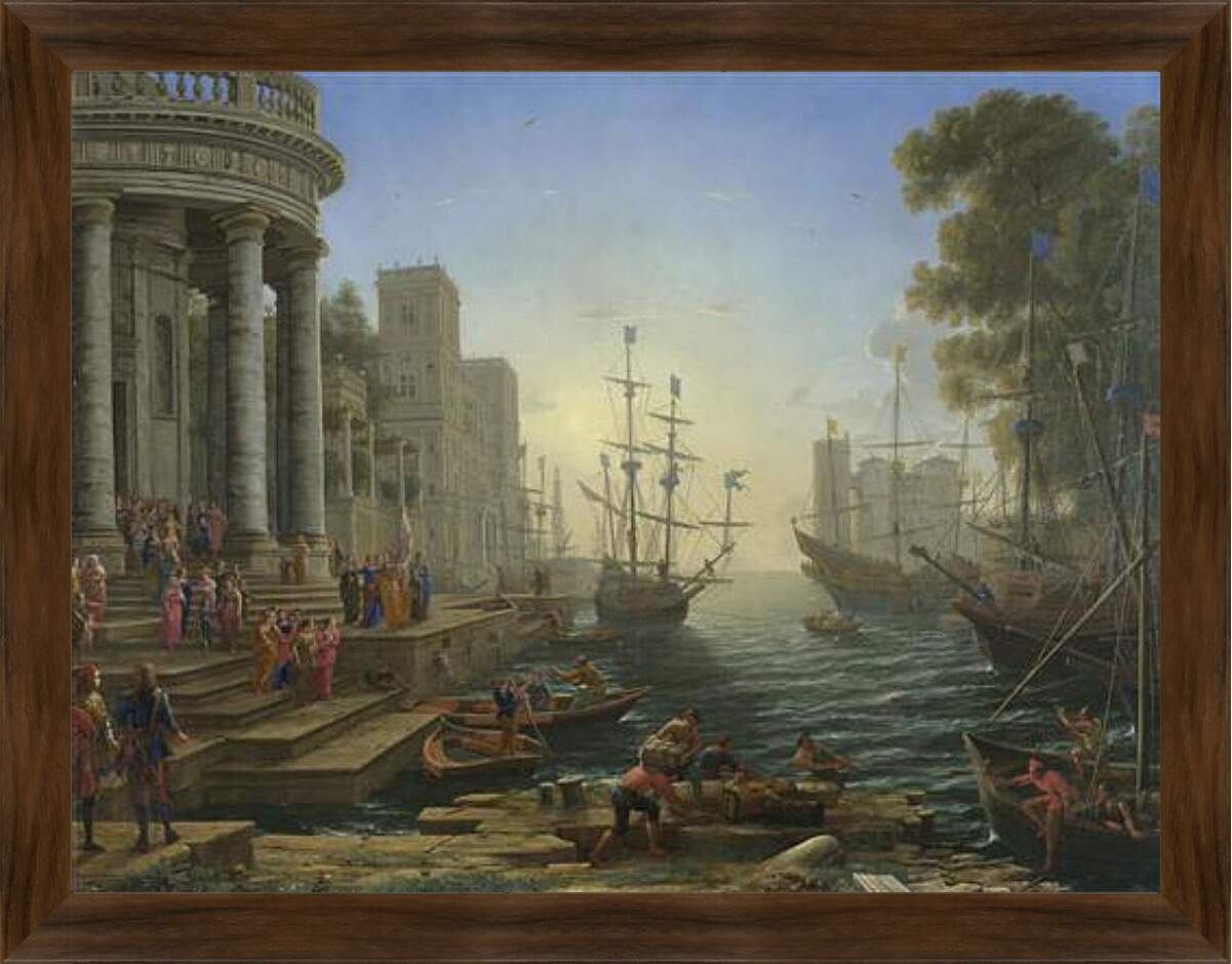 Картина в раме - Seaport with the Embarkation of Saint Ursula. Лоррен Клод