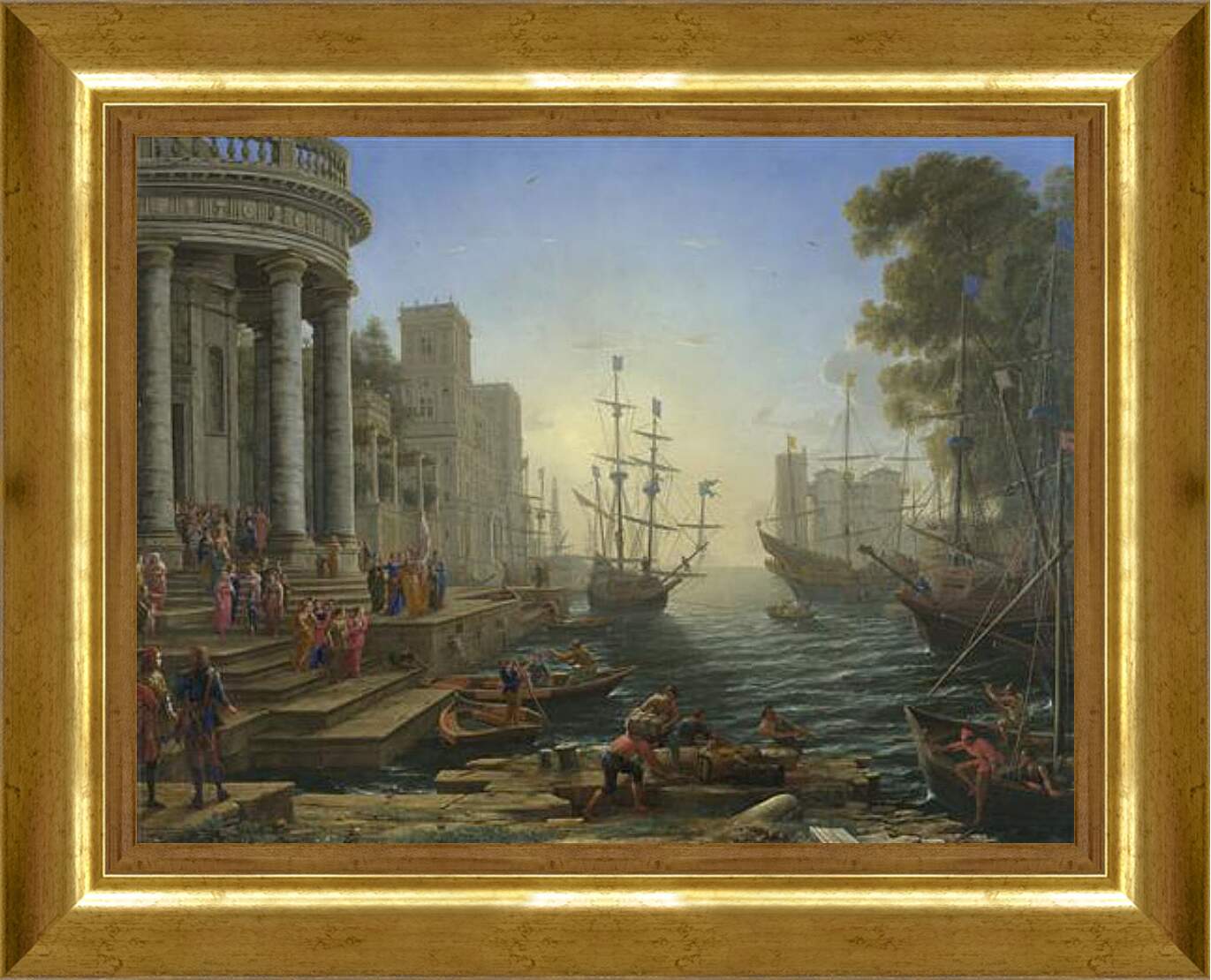 Картина в раме - Seaport with the Embarkation of Saint Ursula. Лоррен Клод