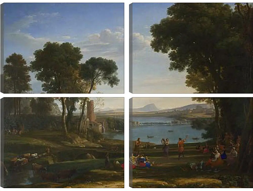 Модульная картина - Landscape with the Marriage of Isaac and Rebecca. Лоррен Клод