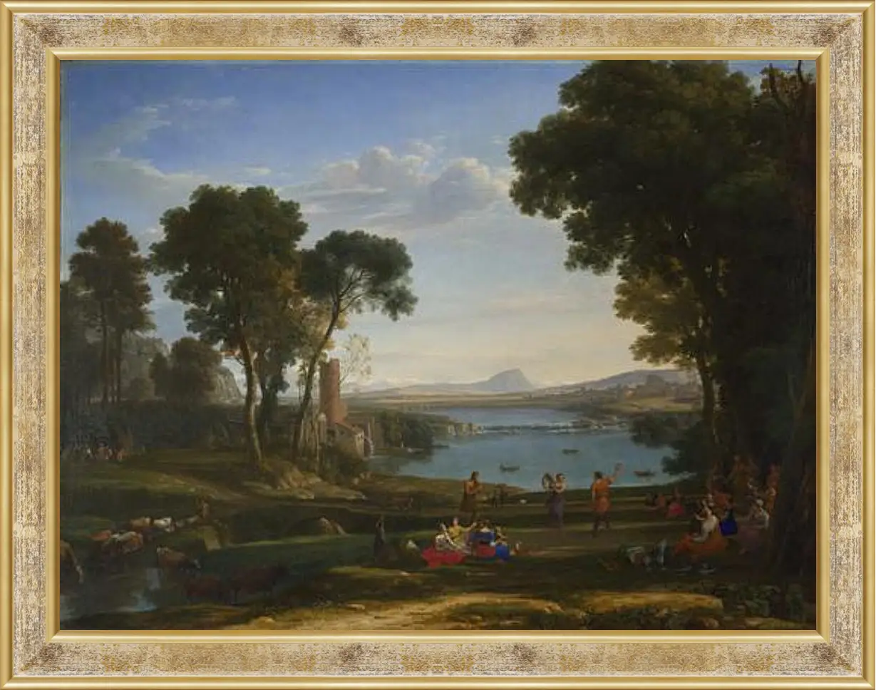 Картина в раме - Landscape with the Marriage of Isaac and Rebecca. Лоррен Клод