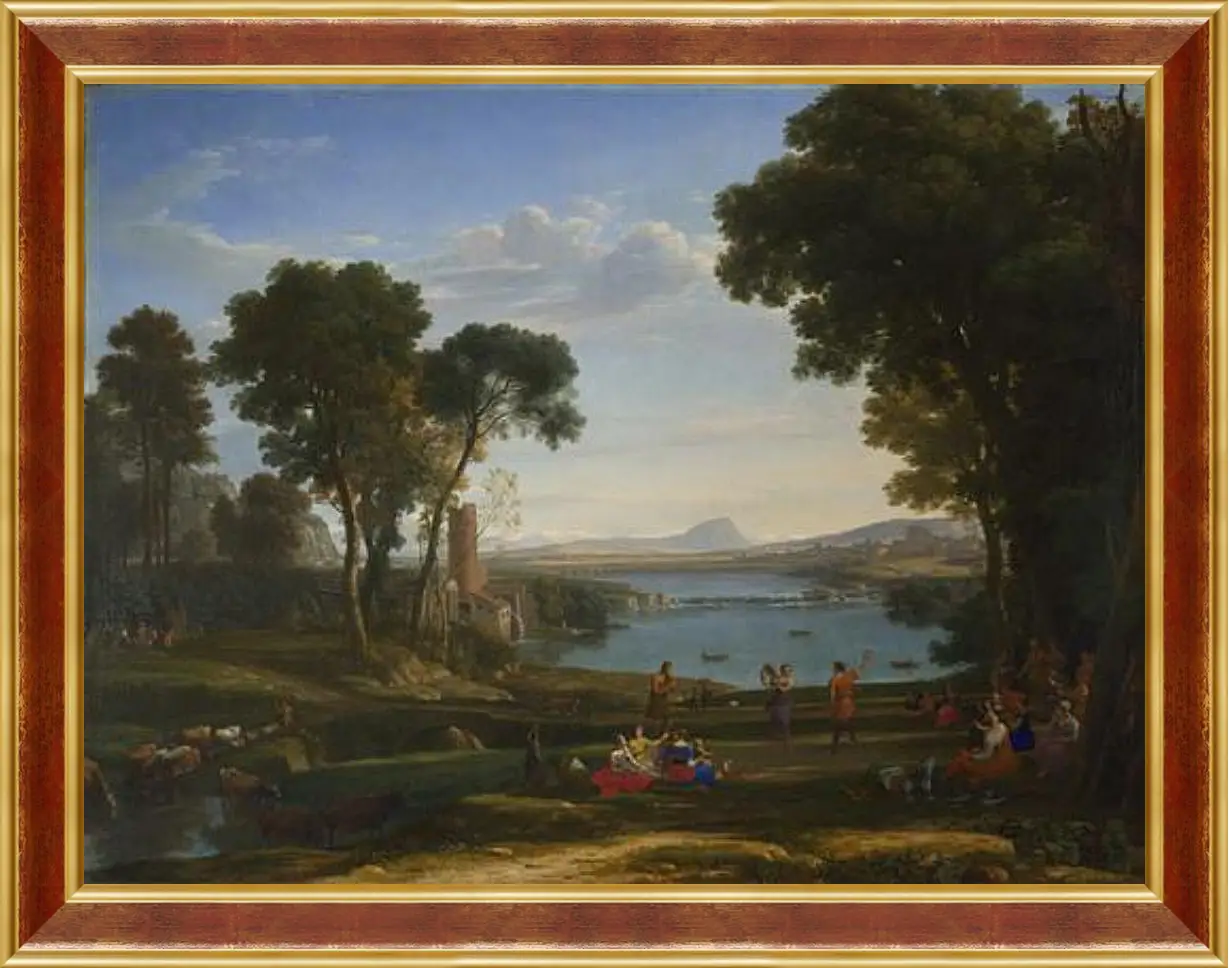 Картина в раме - Landscape with the Marriage of Isaac and Rebecca. Лоррен Клод