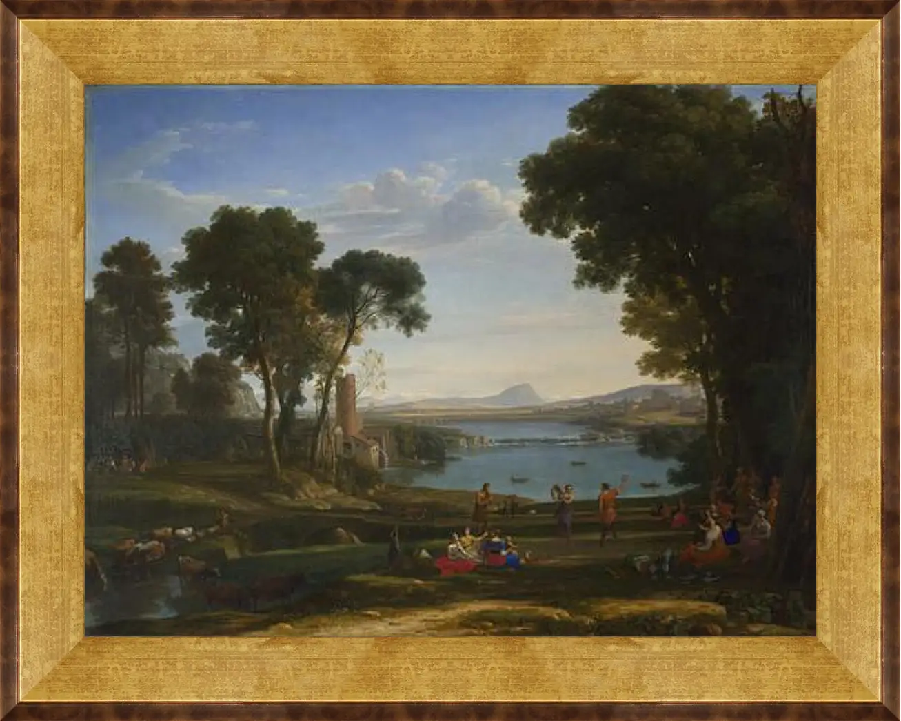 Картина в раме - Landscape with the Marriage of Isaac and Rebecca. Лоррен Клод